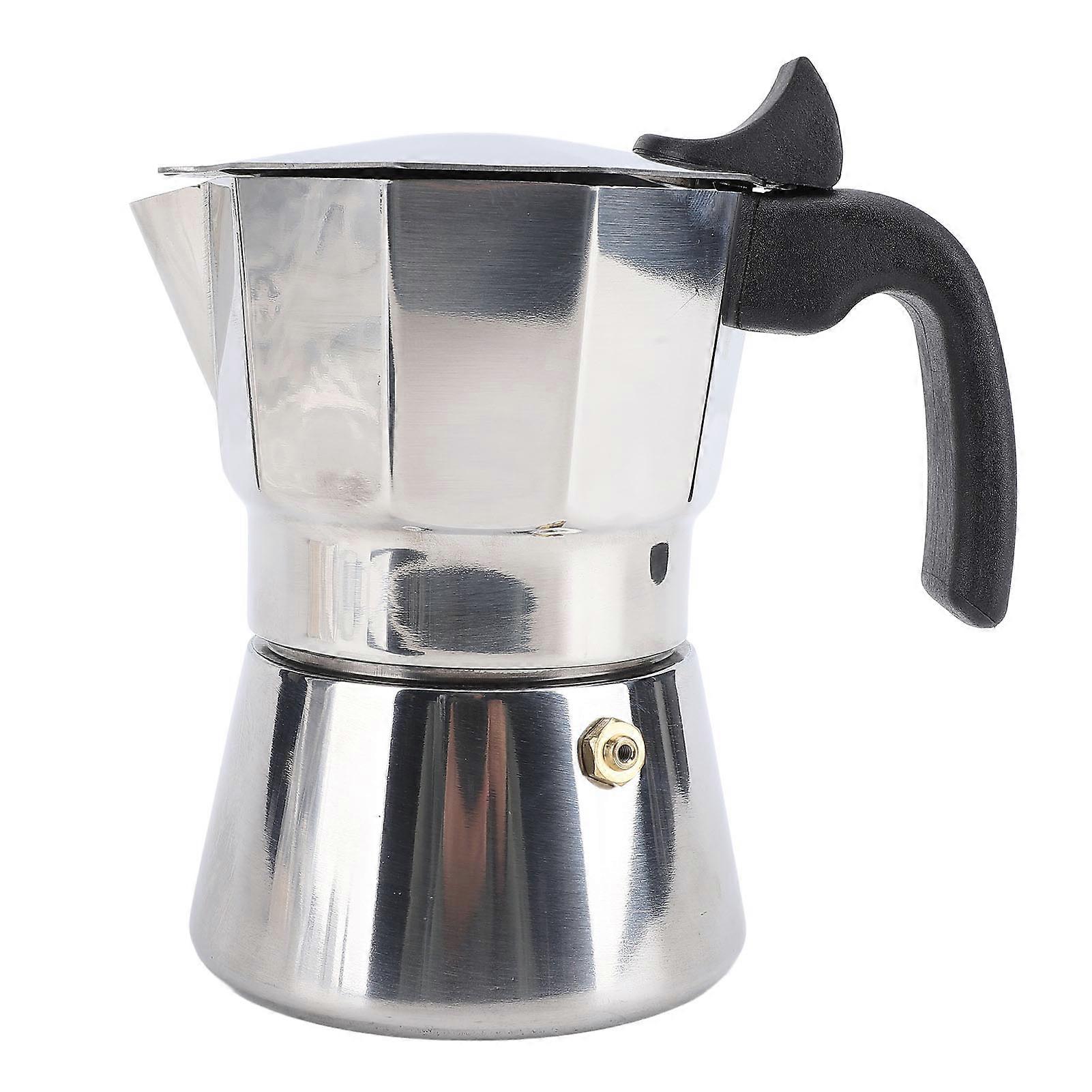 Cafetière octogonale en acier inoxydable, distribution uniforme de la chaleur, argentée, 150 ml, 5,9 x 5,3 x 3,5 pouces