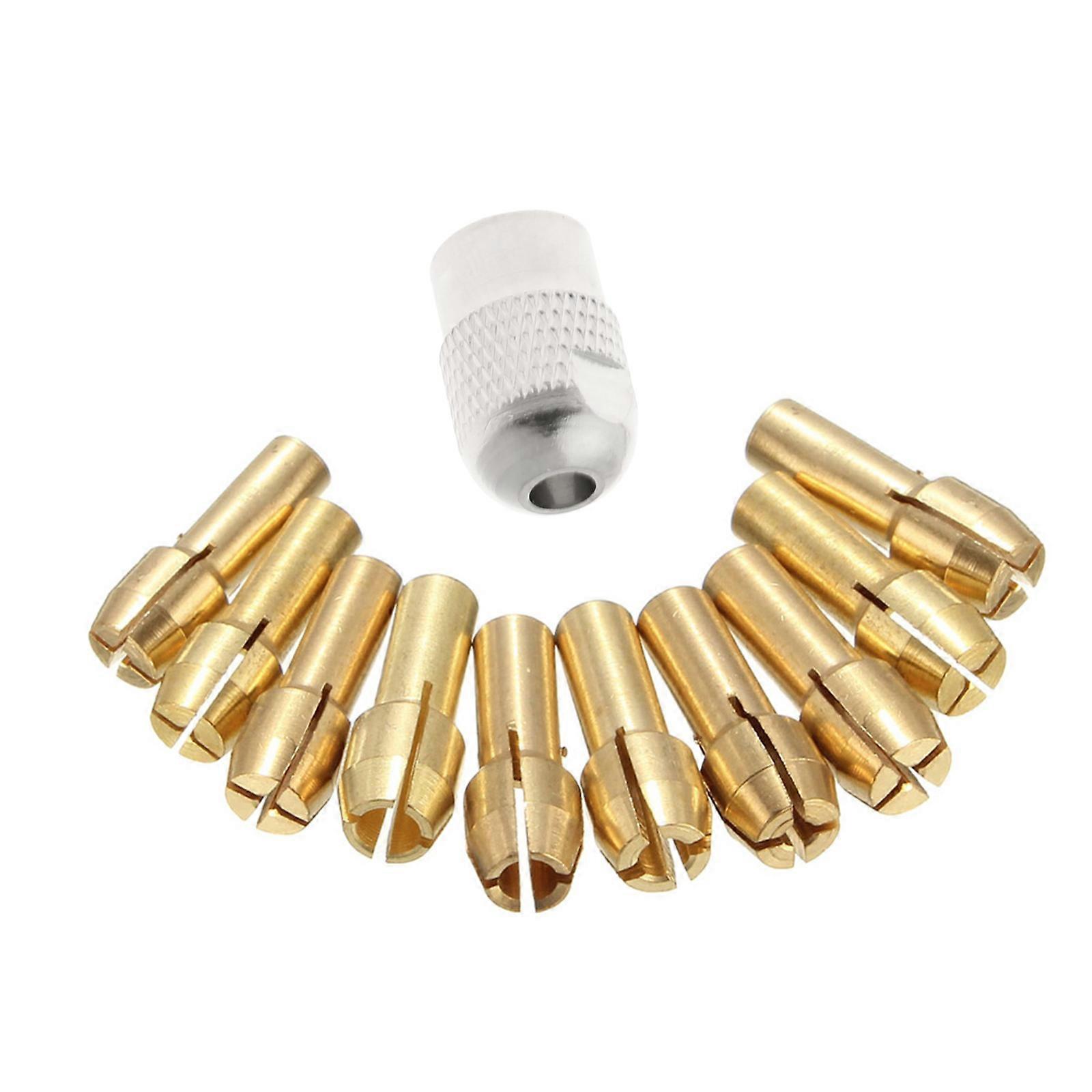 10Pcs Brass Drill Chuck Collet Bits For Rotary Tool 0.5-3.2mm 4.3mm Shank Gold