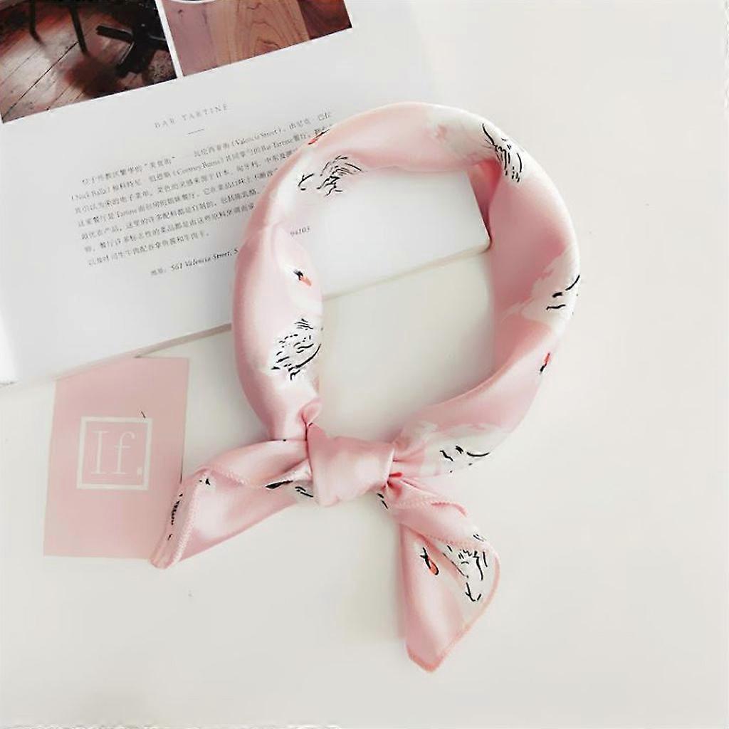 Women Ladies Vintage Silk Feel Satin Square Scarf for Head Neck Hair Tie Band 50 Pink