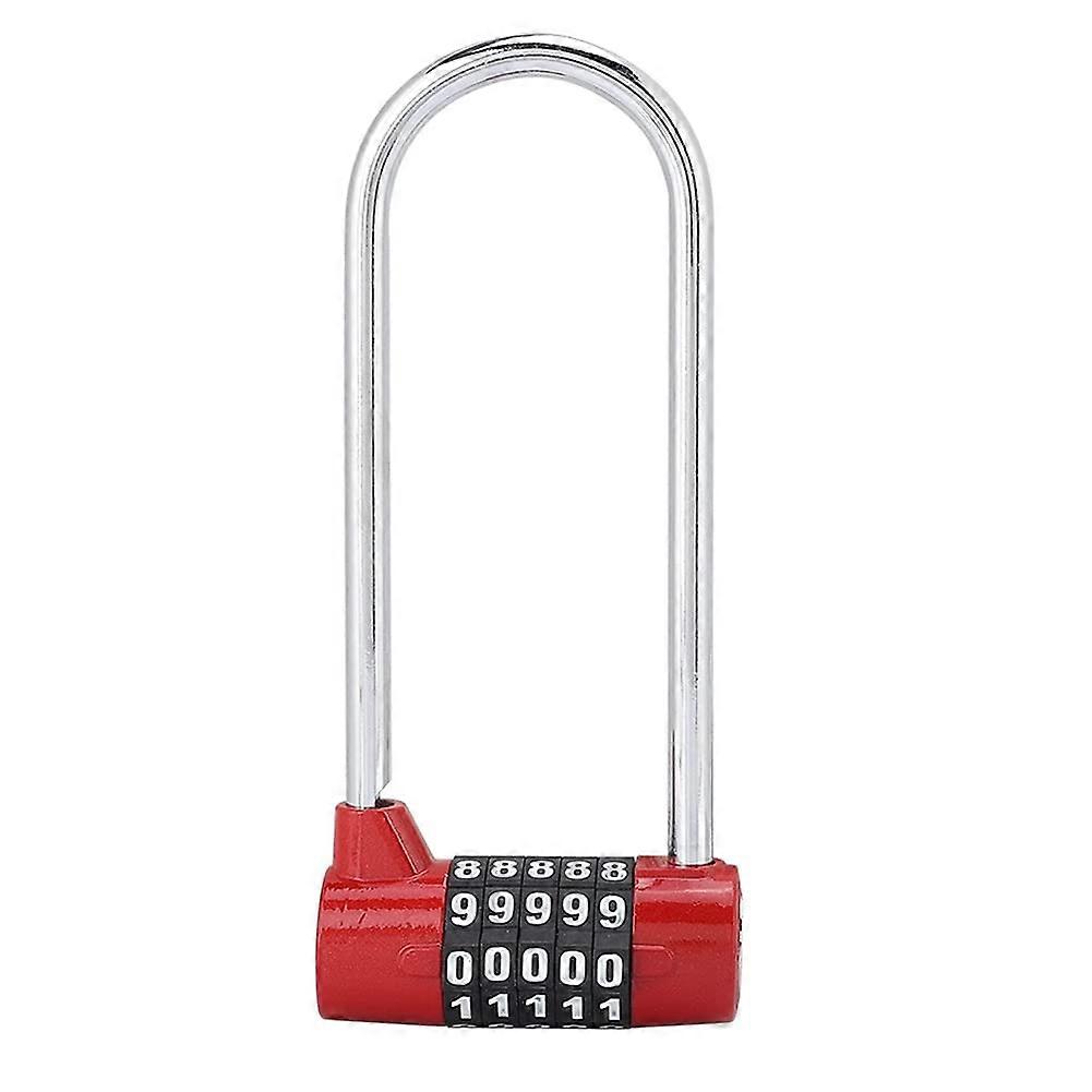 Household combination Long handcuffed lock, outdoor waterproof, reset code long handcuffed lock cabinet, door,, tool box, fence (red)