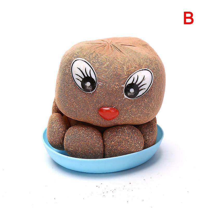 1pc Grow Bag Topf tablett GrasKopf Puppe Pflanzbeutel Blumentopf Desktop Dekor Geschenk