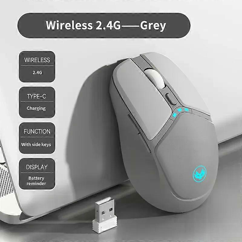 Wireless 2.4G Rechargeable Mouse 1600 DPI Adjustable Battery Reminder Mute Button Comes With Side Keys Plug And Play Mause