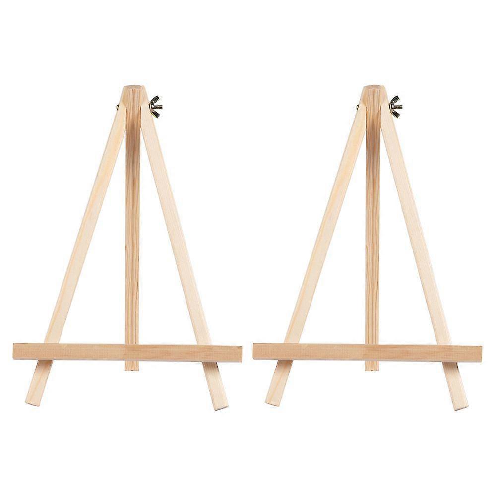 2pcs Small Tabletop Wood Display Rack Mini Easel Photo Frame Tripod Bracket