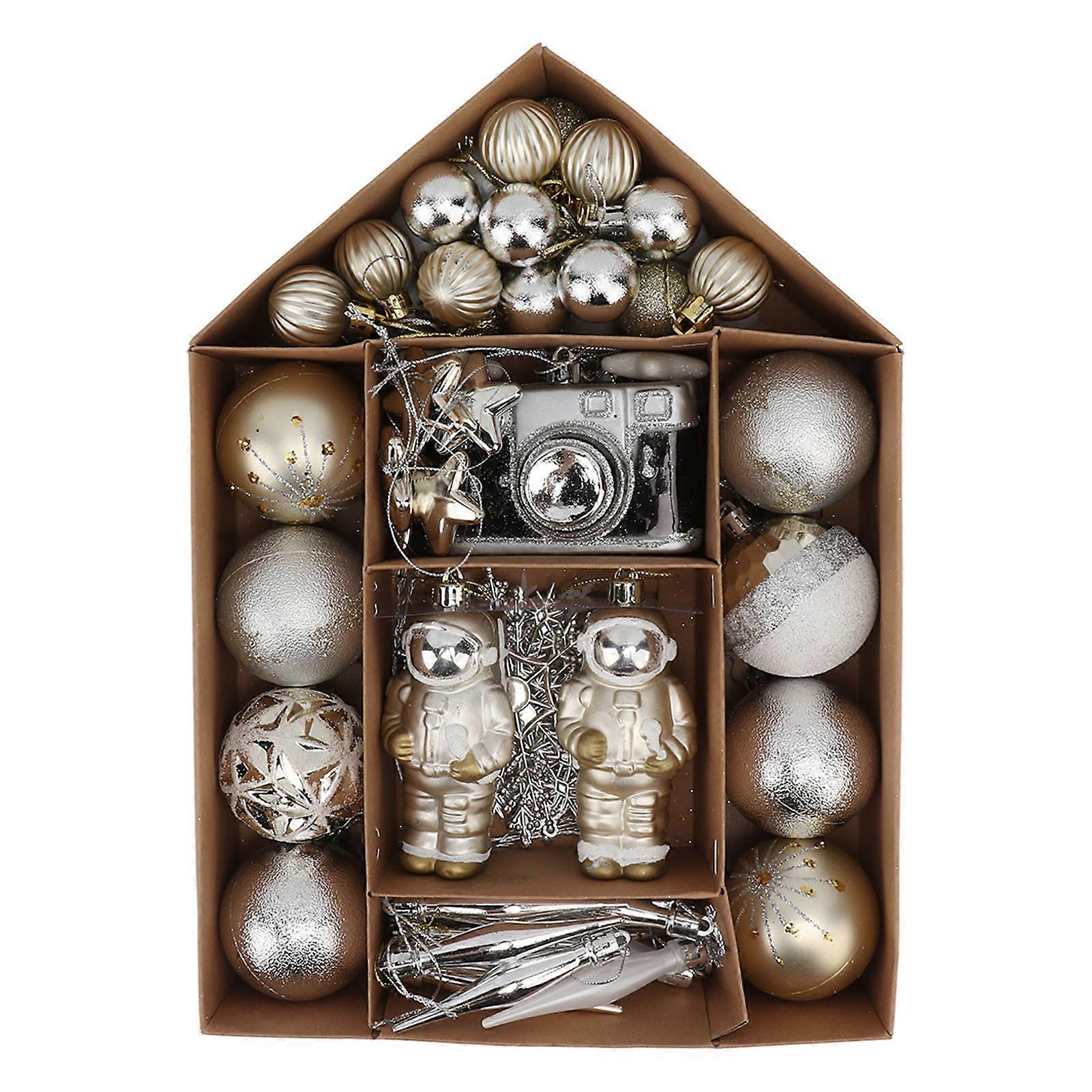 Christmas Tree Ornaments Assorted Set Lightweight Electroplated Christmas Tree Hanging Balls Pendants Set for Home Garden