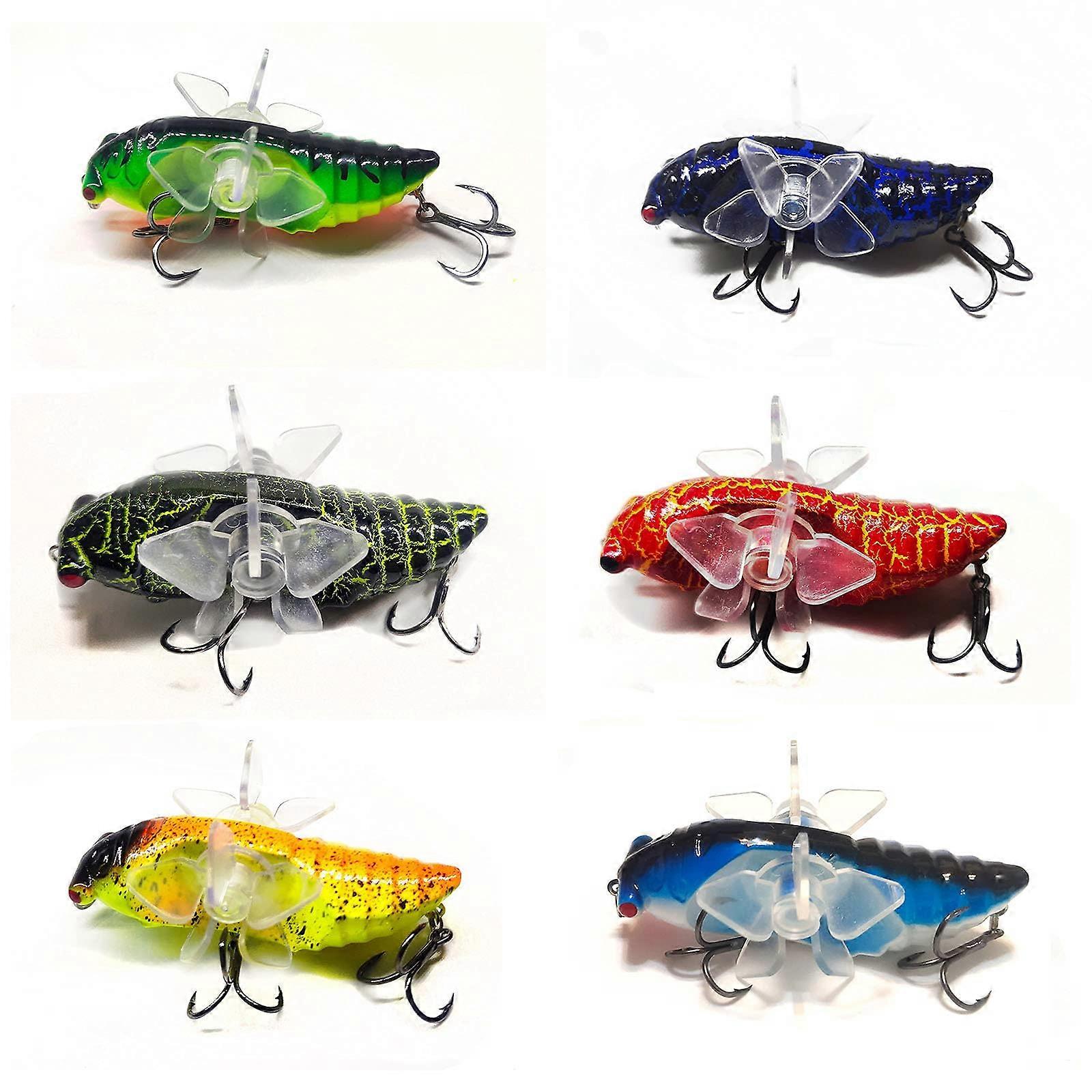 2.95in Artificial Cicada Fishing Hard Lures with Rotating Sp Propeller 0.54oz. ABS Lure Freshwater River Lake Streams Perch Bass Catfish Trout Pike