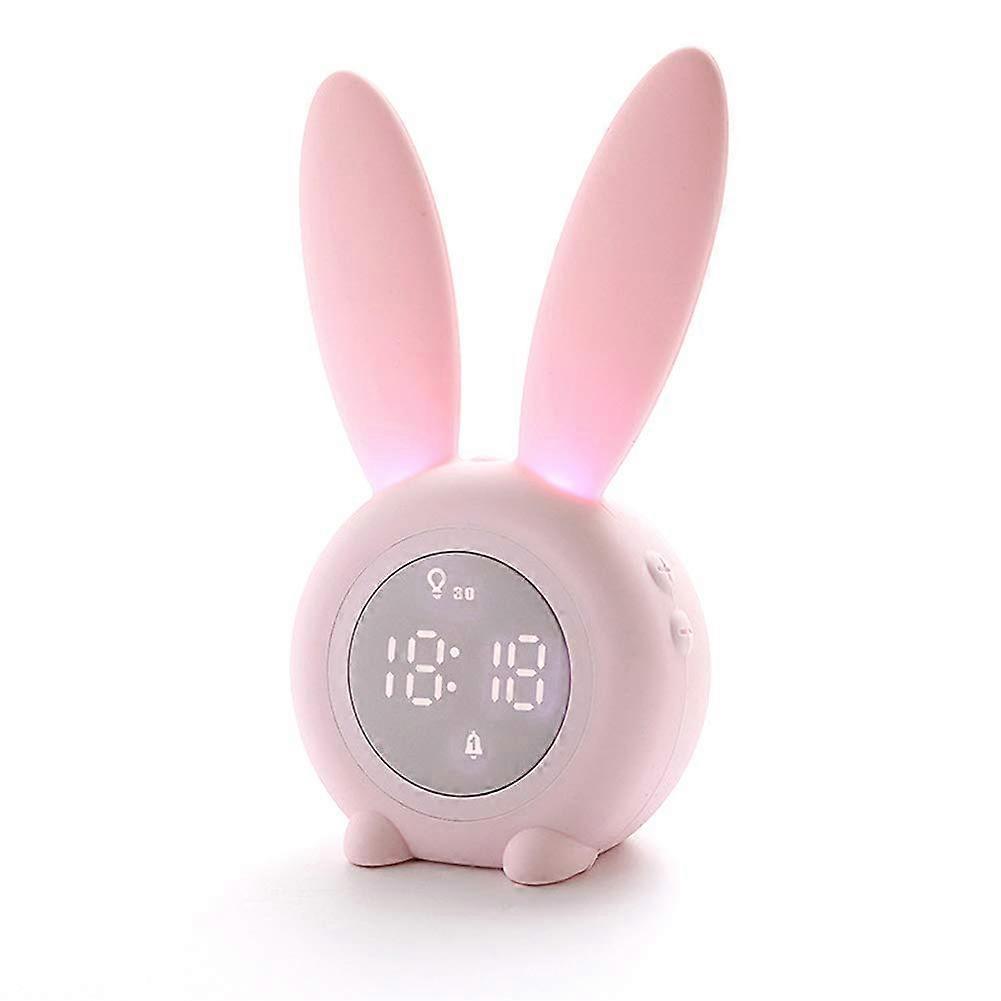 Cartoon Rabbit Night Lamp Rechargeable Sound Control Pink Tructor Design with Magnetic Catch for Kids