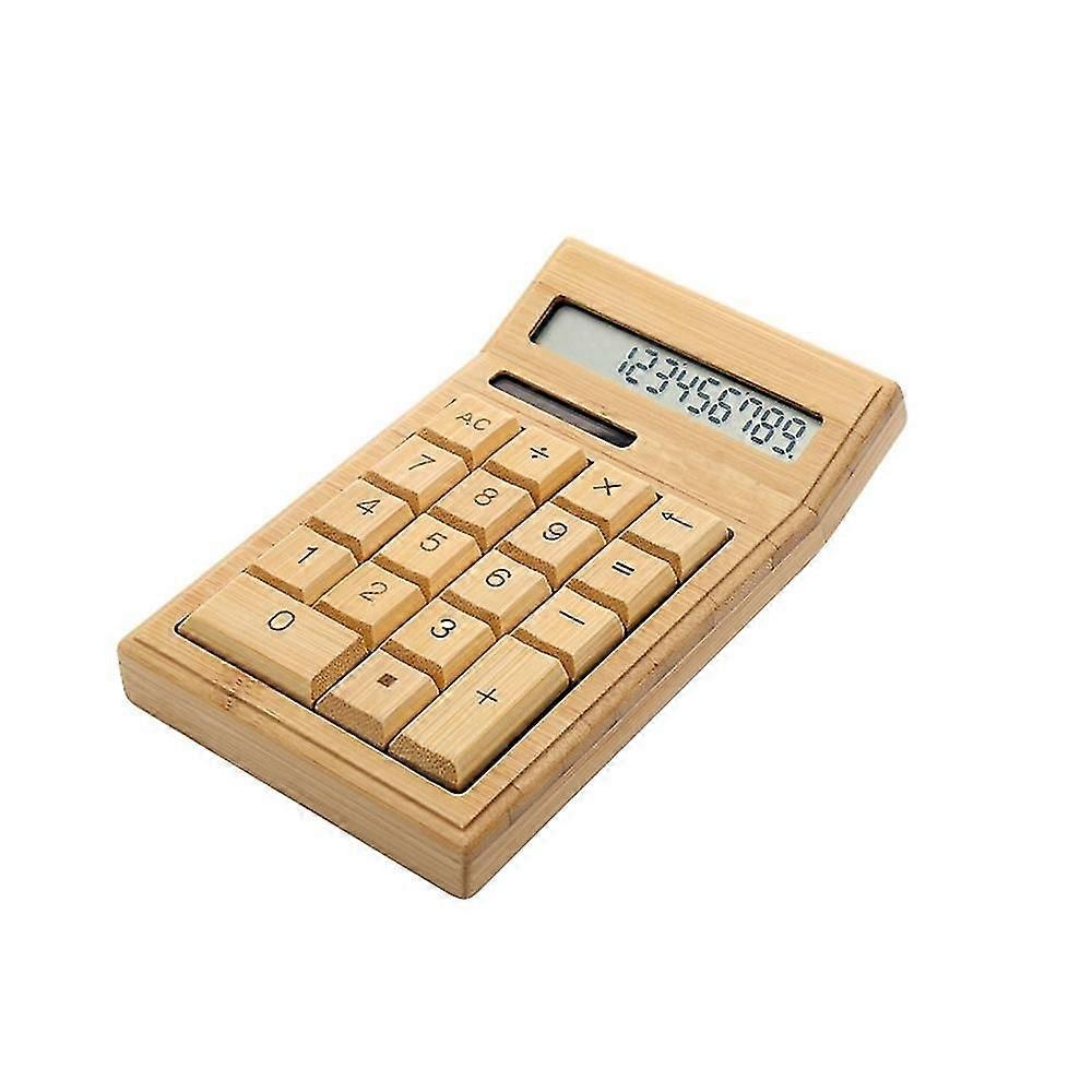 Eco-friendly Bamboo Electronic Calculator Counter Standard Function 12 Digits Solar & Battery Dual P-2025-ss