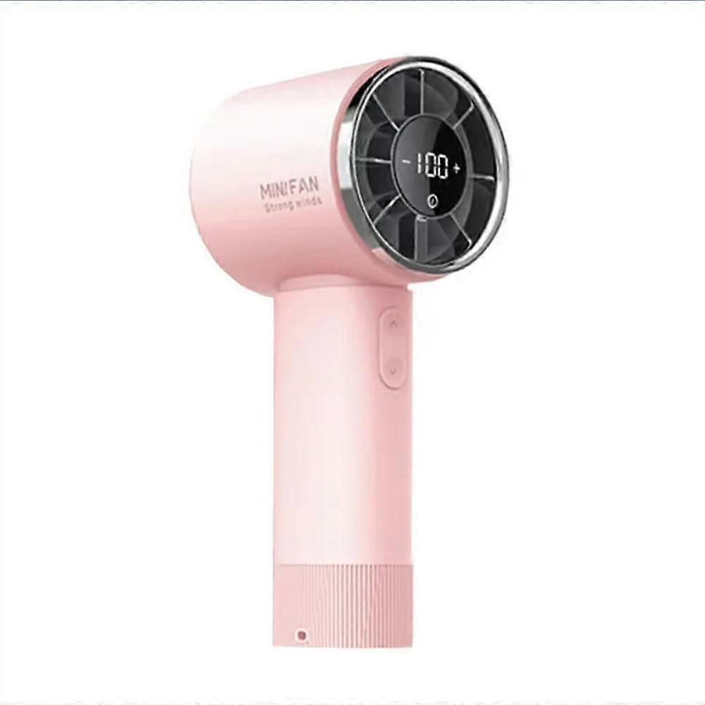 Portable Fan Outdoor High Speed Rechargeable Battery Handheld Mini Air Cooler with LED Display PINK