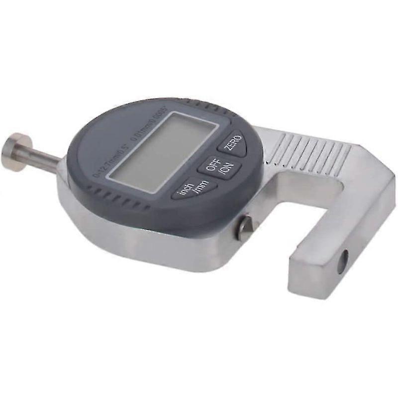Misuratore di spessore digitale 0-12,7 mm x 0,01 mm, micrometro elettronico con testa a cuspide, strumento di misurazione metrico in pollici, 1 pezzo, grigio