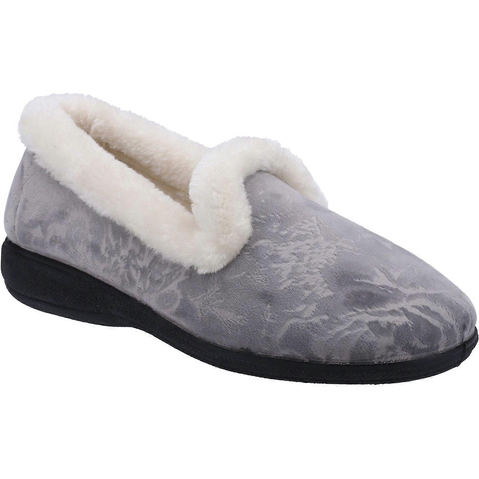 Fleet & Foster Adelaide Grey Velour Ladies Slippers
