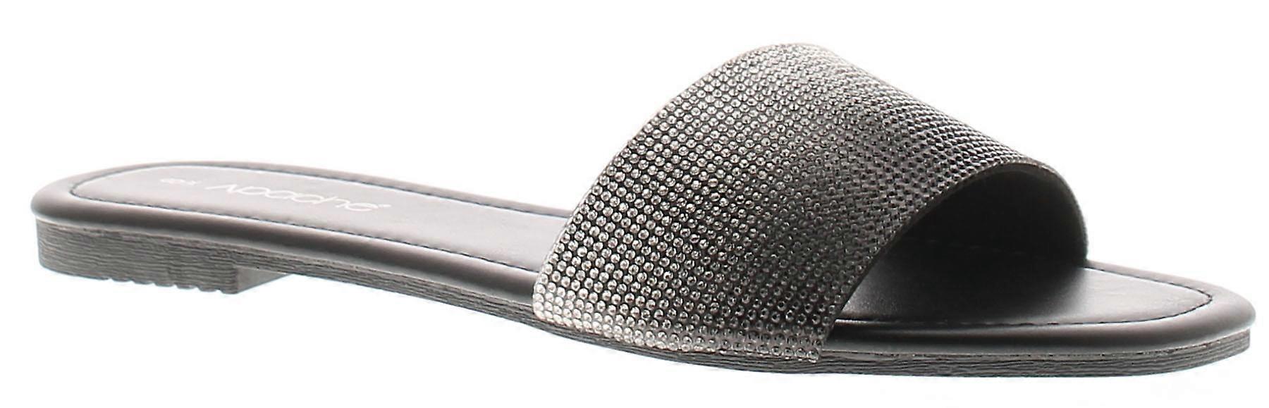 Apache Womens Flat Sandals Fade Slip On silver fade