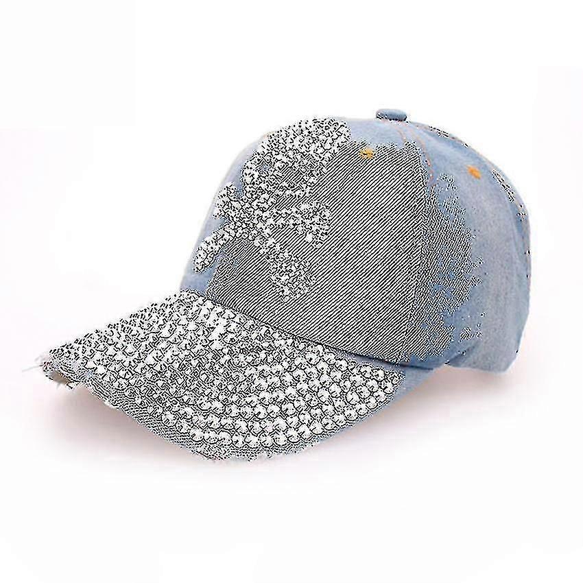 スカルデニム野球帽ブリングラインストーンスナップバックハットゴーラ