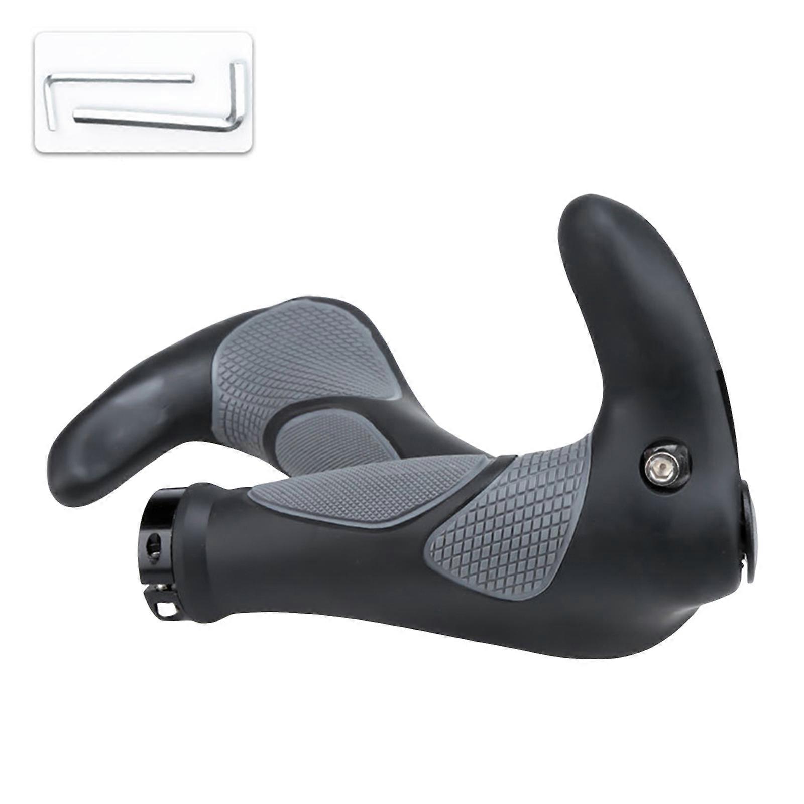 Ergonomic Bike Grips with Bar Ends Lock-On Non-Slip Rubber Handlebar Grips for Mountain Bikes and Cycling