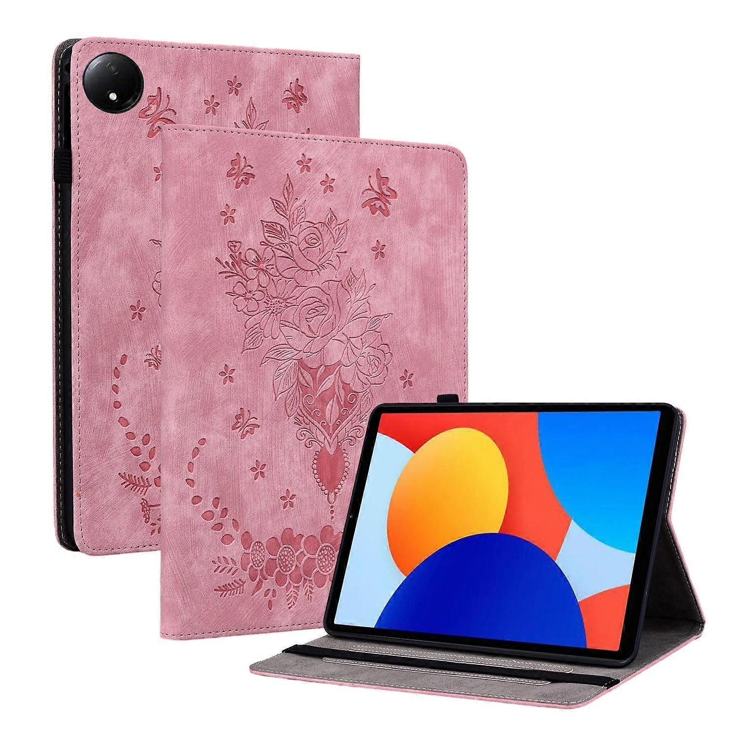 Butterfly Rose Embossed Leather Tablet Case