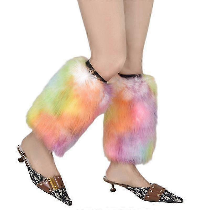 ファジーフェイクファーレッグウォーマーファーヒールロングブーツカフカバー25cm / 35cm / 45cm / 35CM-35CM-カラー13