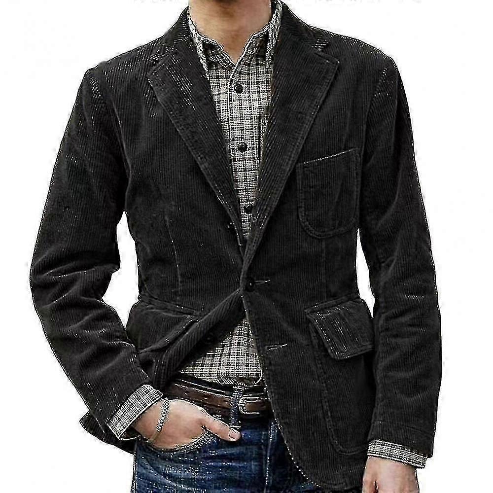 Flap Pockets Single Breasted Men Jaqueta Corduroy Lapela Suit Jacket
