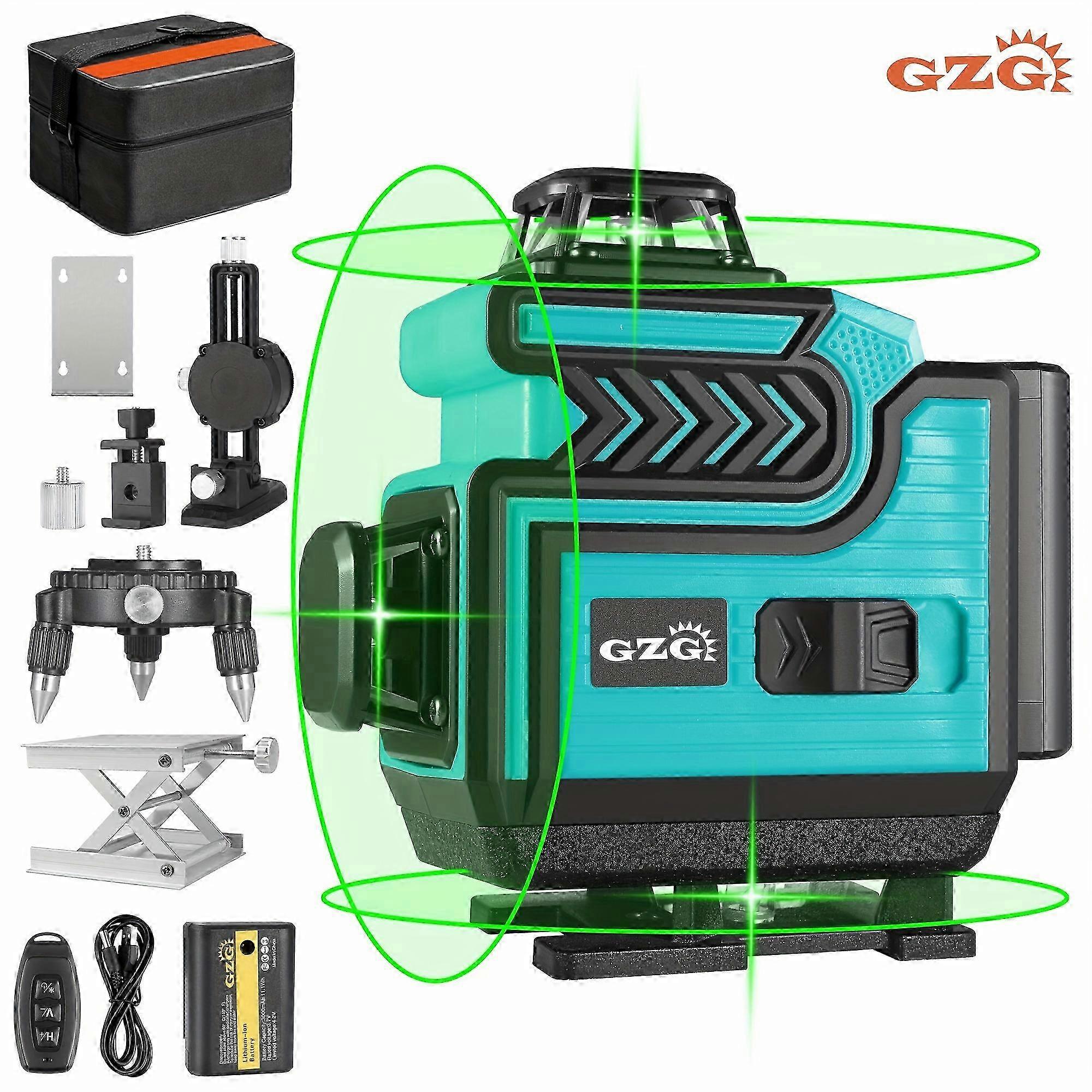 GZG Professional Laser Level 4x360 Self Leveling 16 Lines Green Beam for Hanging with Remote Controller and Lifting Base Construction Tiling Picture