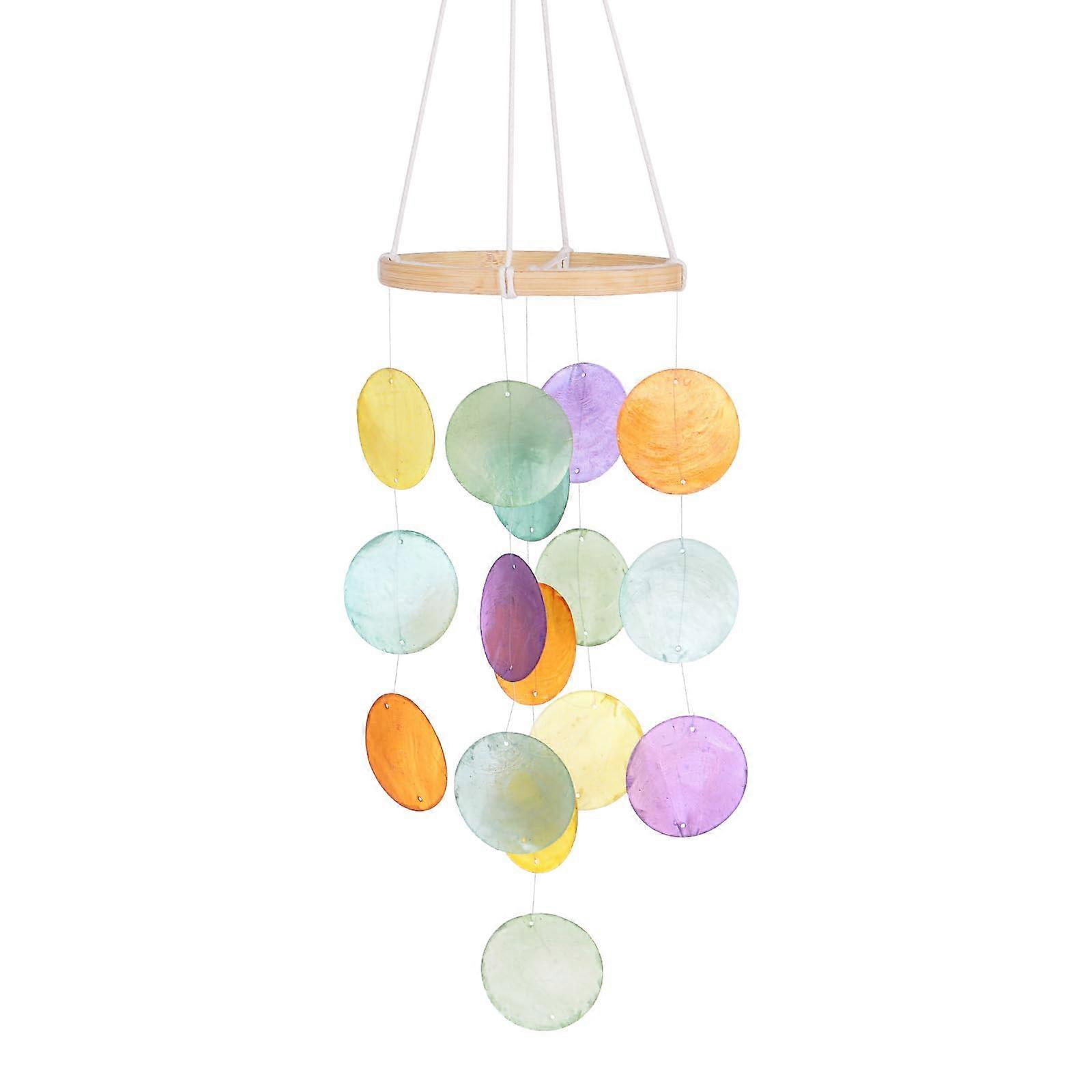 Shell Wind Chime for Outside, Handcrafted Seashell and Sea Glass Chime for Garden, Patio, and Porch Decor, Colorful Design