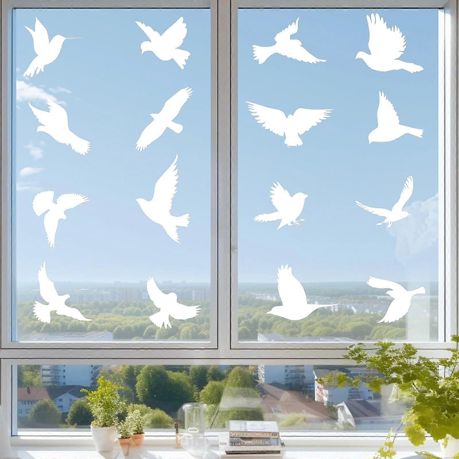 16 Pcs Window Bird Anti-Collision Stickers, White Window Glass Stickers for Bird Protection