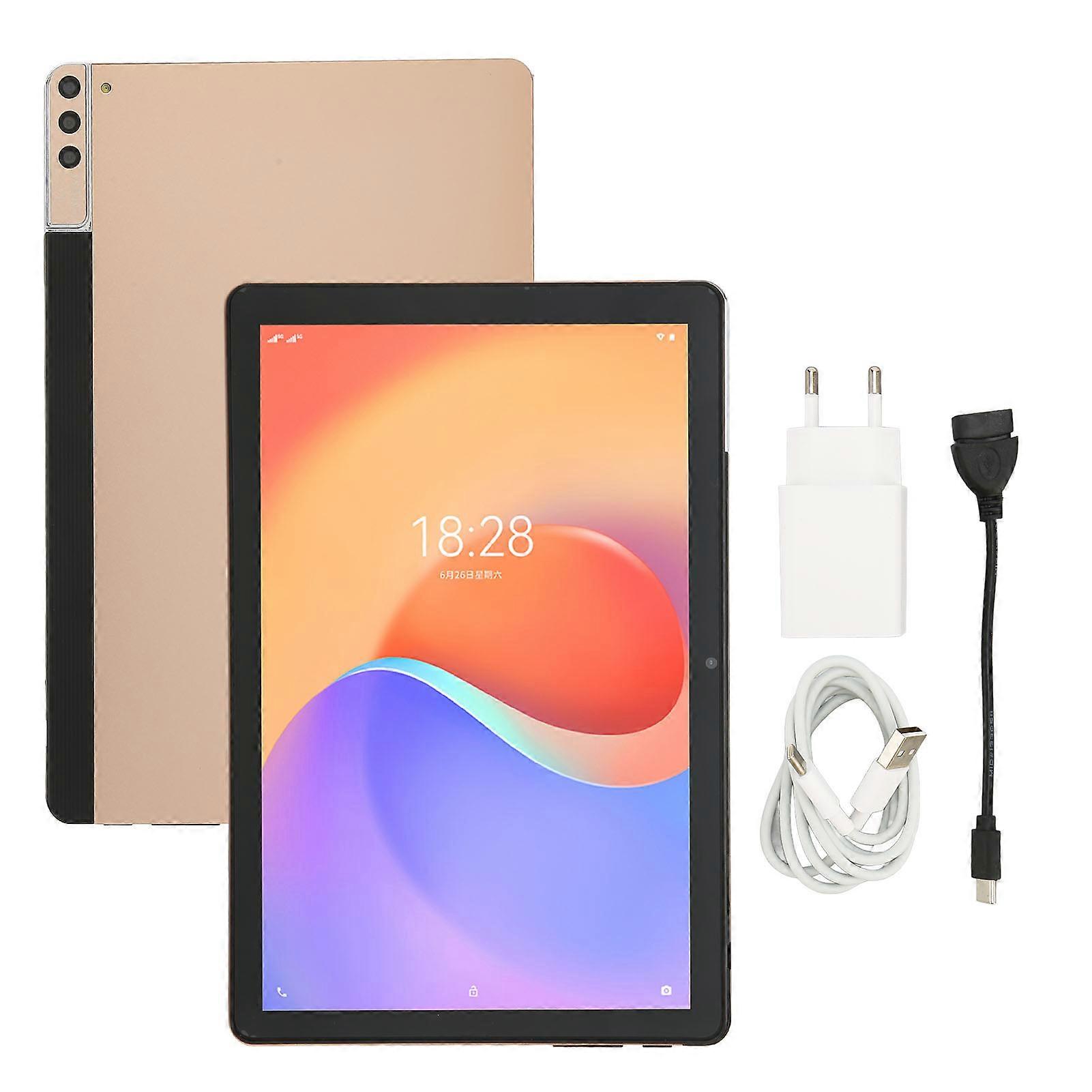 10 Inch IPS 12GB RAM 128GB ROM Octa Core CPU 5G WIFI Fast Charging Support Tablet for Android 11.0 Gold