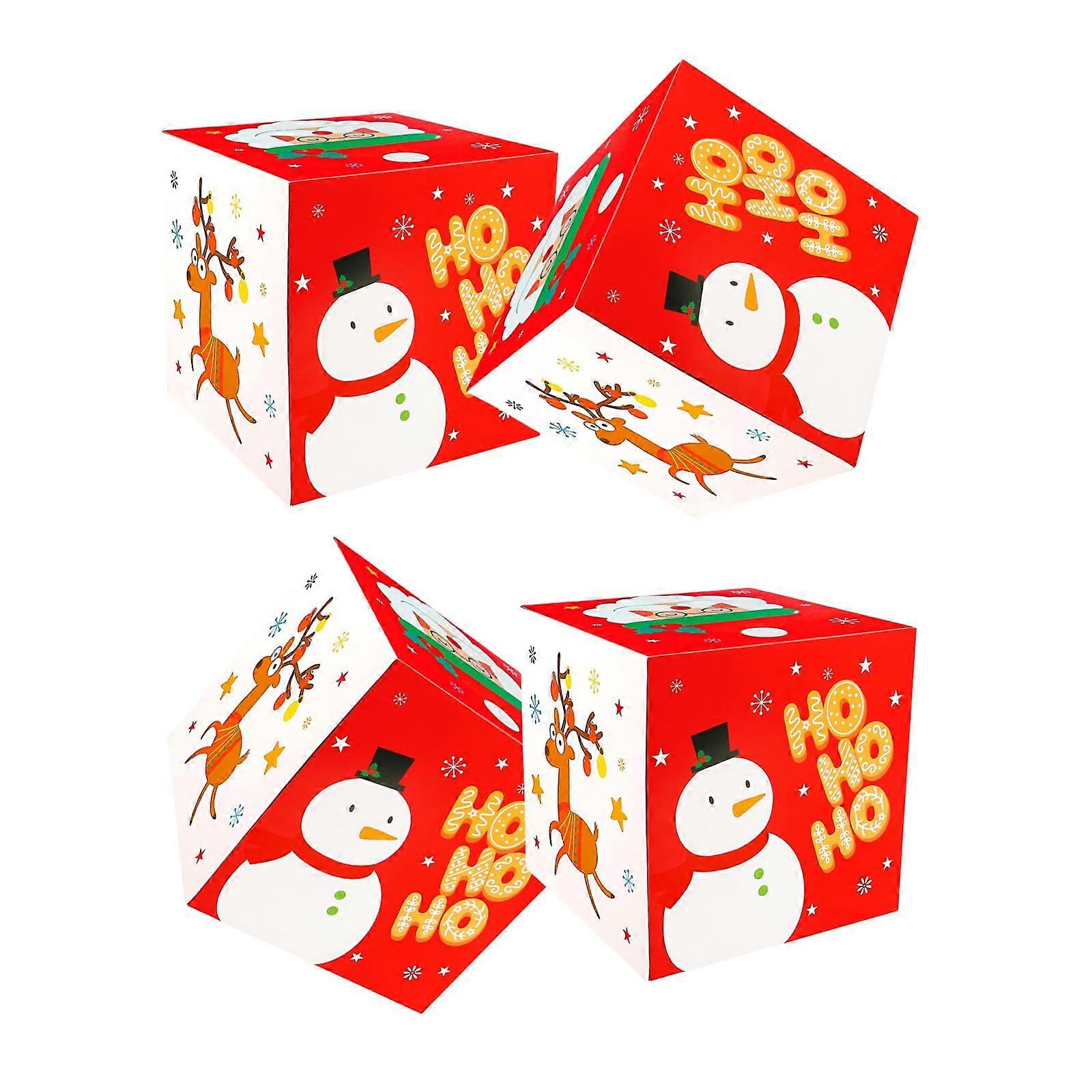 Set Of 4 Sturdy Christmas Themed Boxes Elegant Wrap Boxes For Family Friend Business Gifting