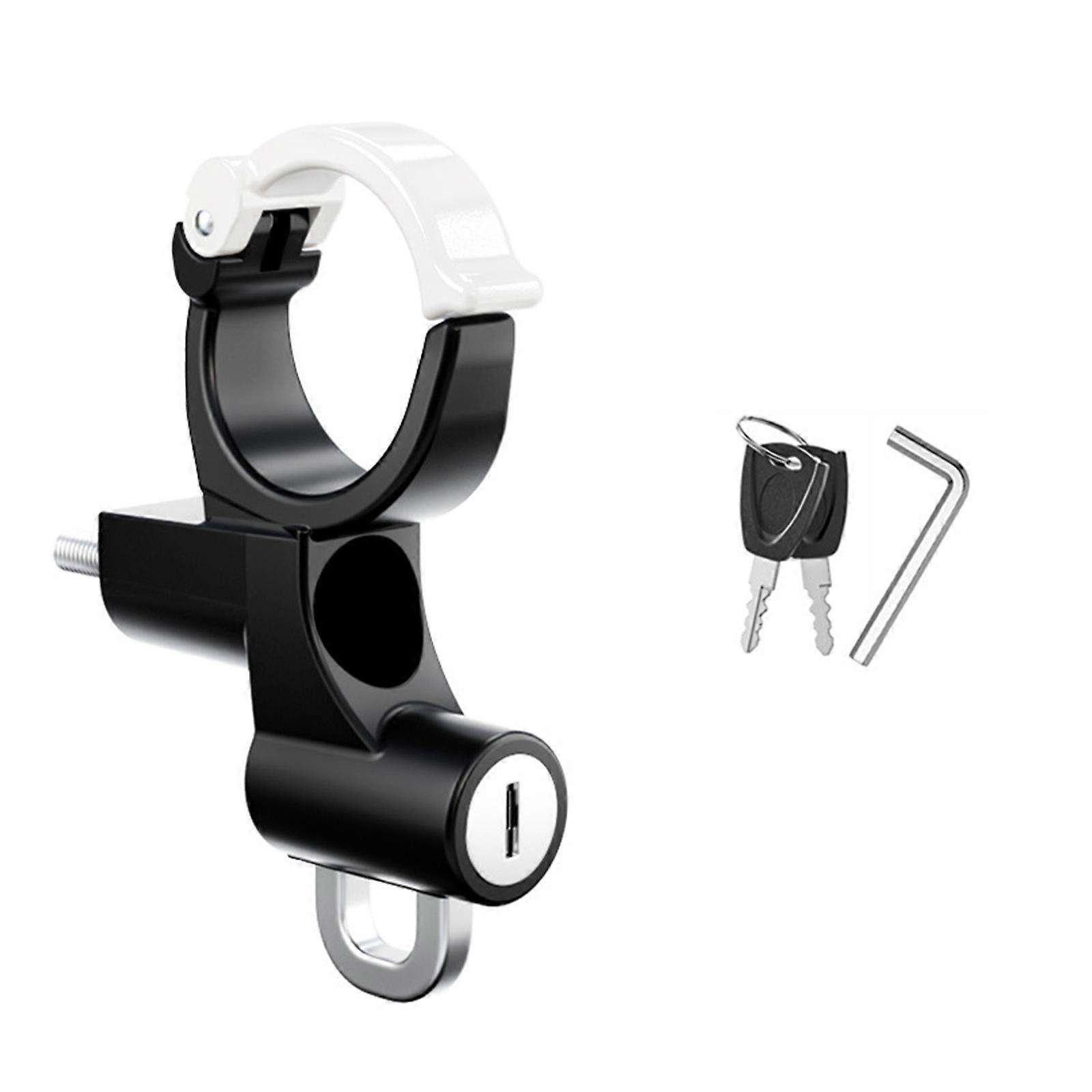 Universally Motorbike Helmets Lock Scooters Bike Handlebar Mount Helmets AntiTheft Security Metal Lock with Key White