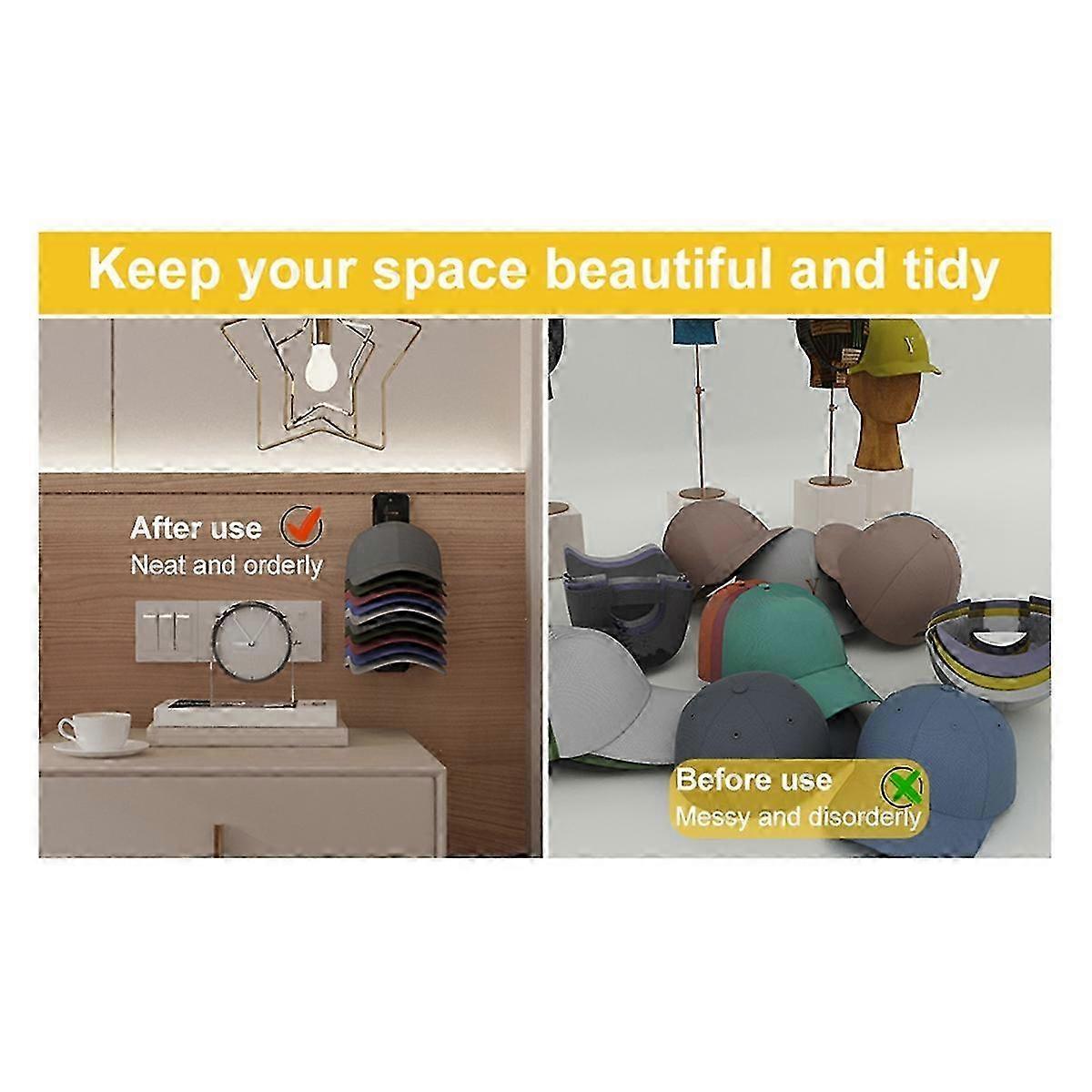 Hat Rack, Baseball Cap Organizer, Hat Hooks,Door Closet Hat Storage, Wall Adhesive Hat Hooks, Display Hat Rack 2 Pcs