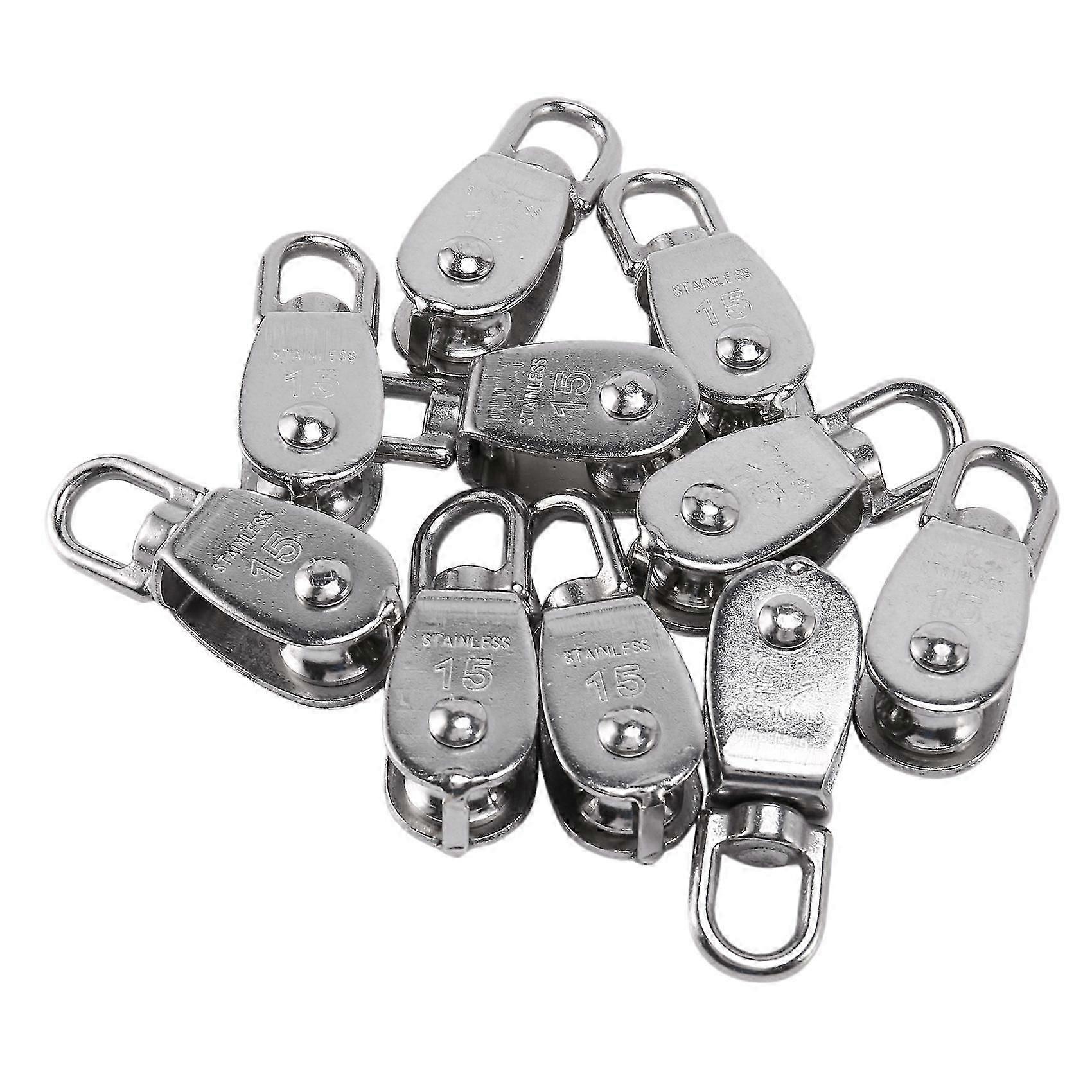 Crane Pulley Block M15 Lifting Crane Swivel Hook single Pulley Block Hanging Wire Towing Wheel 10Pc