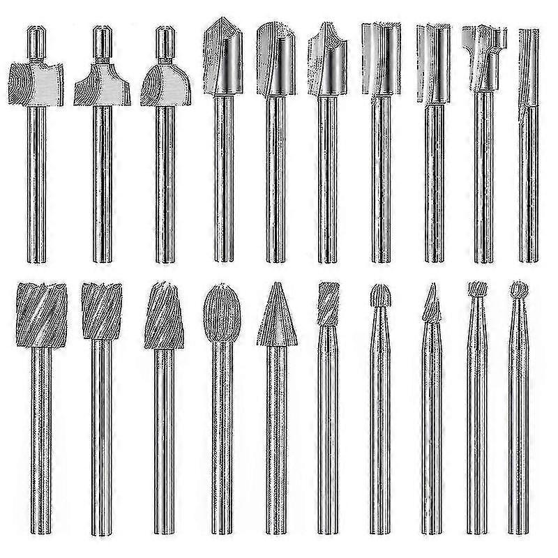 20pc HSS Router Karbid Gravyr Bits 1/8" Skaft för Dremel Verktyg