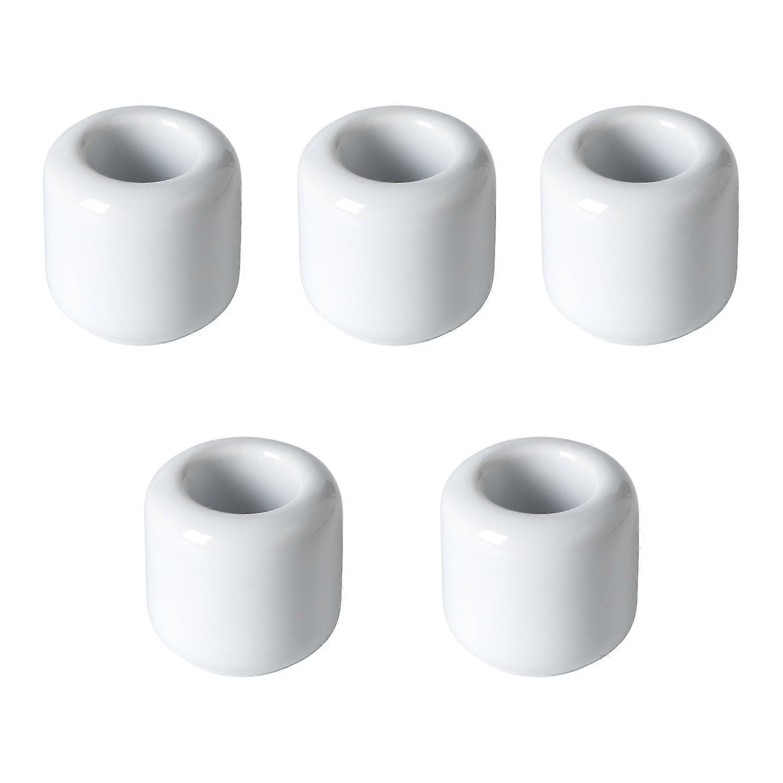 5PCS White Ceramic Candle Holders for Intimate Dinner Setting Table Decoration Smooth Candleholders