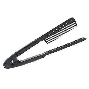 Black Pro Haarglättungskamm V Form Spannung Salon Styling Glätteisen