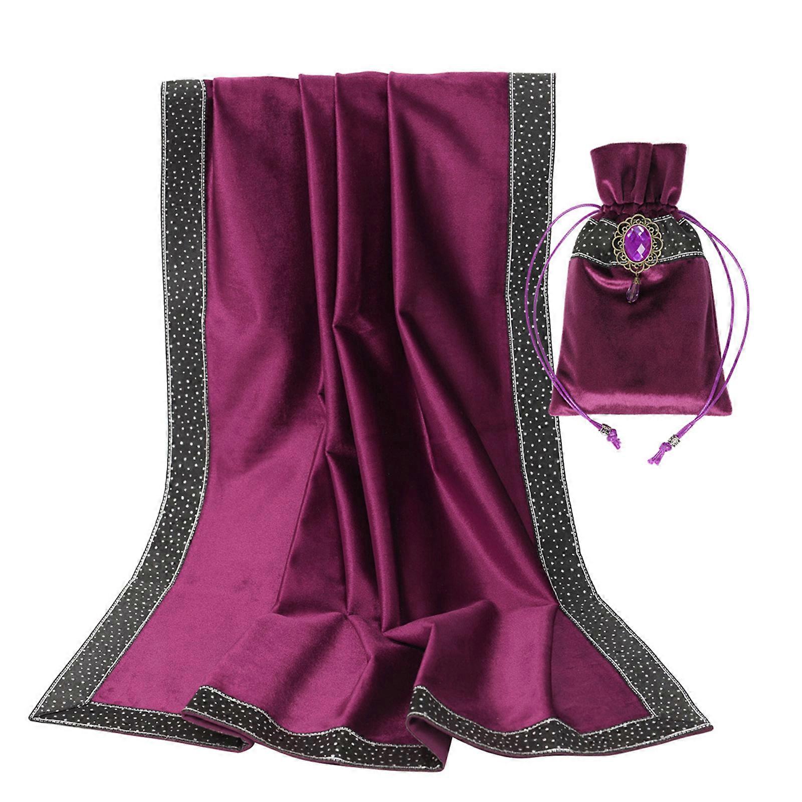 Divinations Tablecloth with Drawstring Bag Thick Flannel Astrologys Tarots Tablecloth Altars Cloth Divinations Accessory Purple