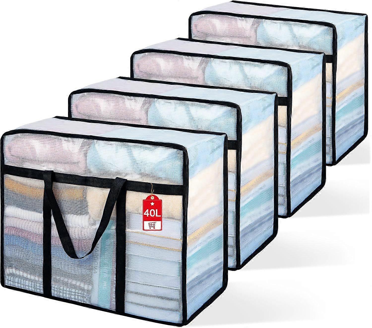 2025 Latest Model 4 Pack Clear Blanket Storage Bags with Zipper, Vinyl Foldable