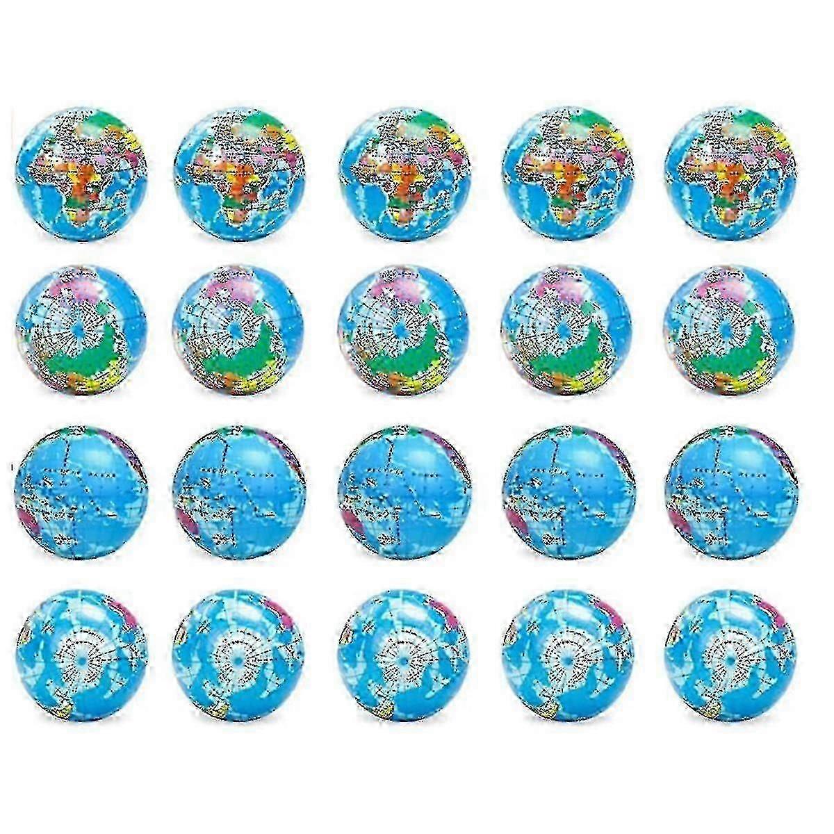 地球ストレスボール20個パック、2.5インチの地球テーマスクイーズボール、ストレス解消ボールスクイーズ不安解消ボール