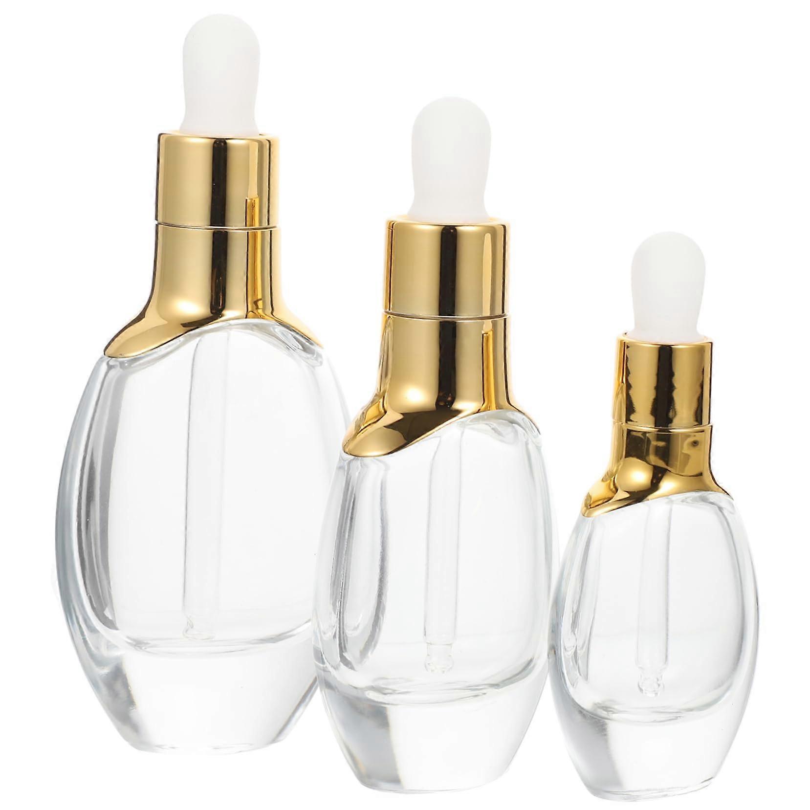 Glass Dropper Bottle Set of 3 - 15ml, 30ml, 50ml Transparent Glass Oil Bottles with Pipettes and Rubber Tops for Essential Oils