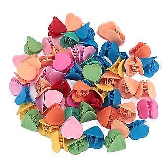 100pcs Mini Herz Klaue Clips Winzige süße Haarnadel Haardekoration Zubehör Kinder Bunte Haarklammern für Mädchen
