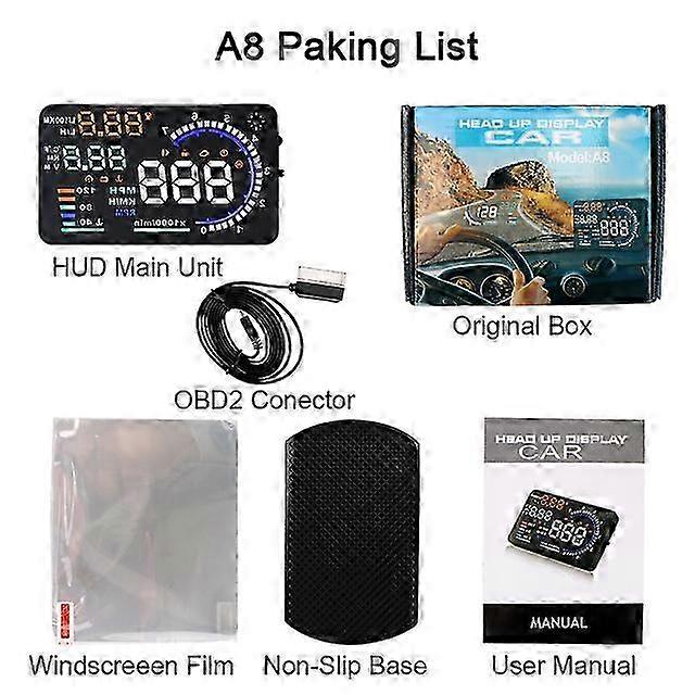 Digital Car OBD2 HUD Head Up Display for 4/5.5 Inch Screens, OBD 2 Speedometer, On Board Computer Windshield Projector, Auto Accessories