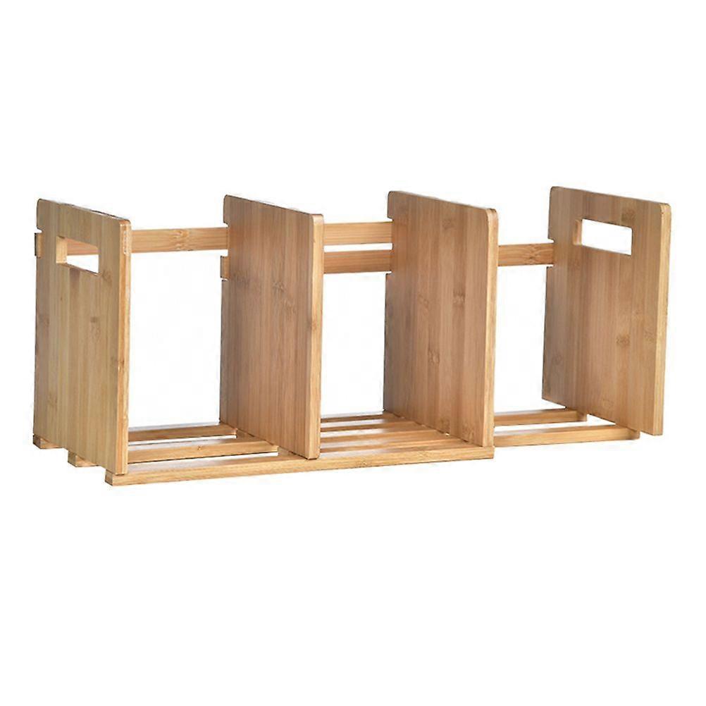 1pc Bamboo Bookend Expandable Desktop Bookshelf Desktop Bookcase (Wood Color)