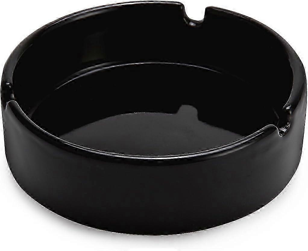 Glossy Black Ceramic Ashtray - Elegant Home & Office Decor
