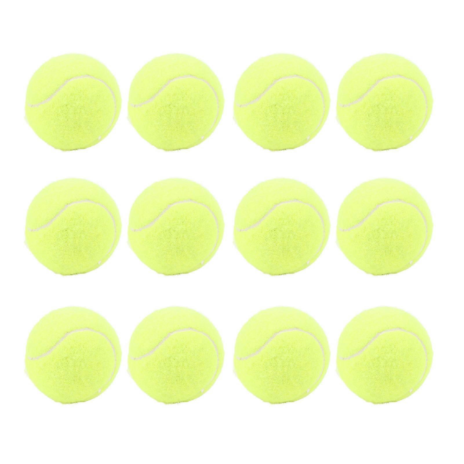 12 μπάλες τένις πακέτο λαστιχένιες αισθητές μπάλες τένις προπόνησης τένις μπάλες εξάσκησης με τσάντα αποθήκευσης για αρχάριους Κίτρινο