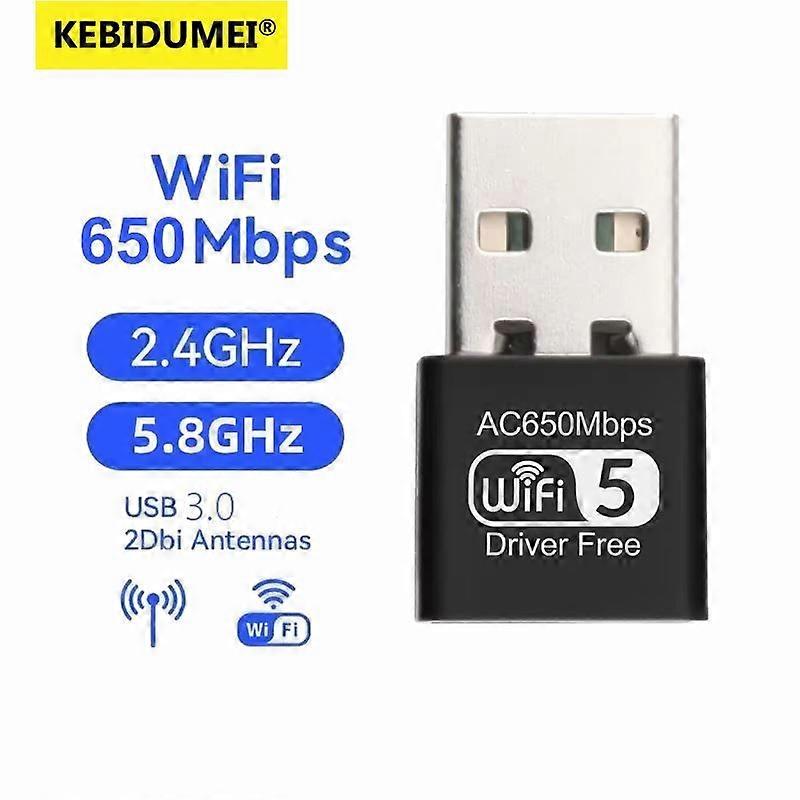 USB 600Mbps WiFi-sovitin Kaksikaistainen 2,4G/5GHz Dongle 802.11AC Ethernet-verkkokortti Minitietokone Langaton