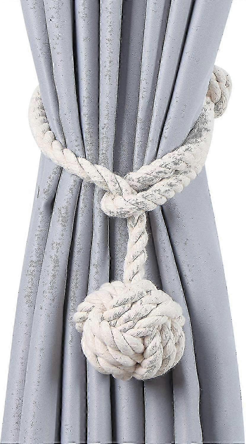 4パック手作りコットンロープカーテンタイバック、家の装飾のためのノットボールカーテンホールドバック