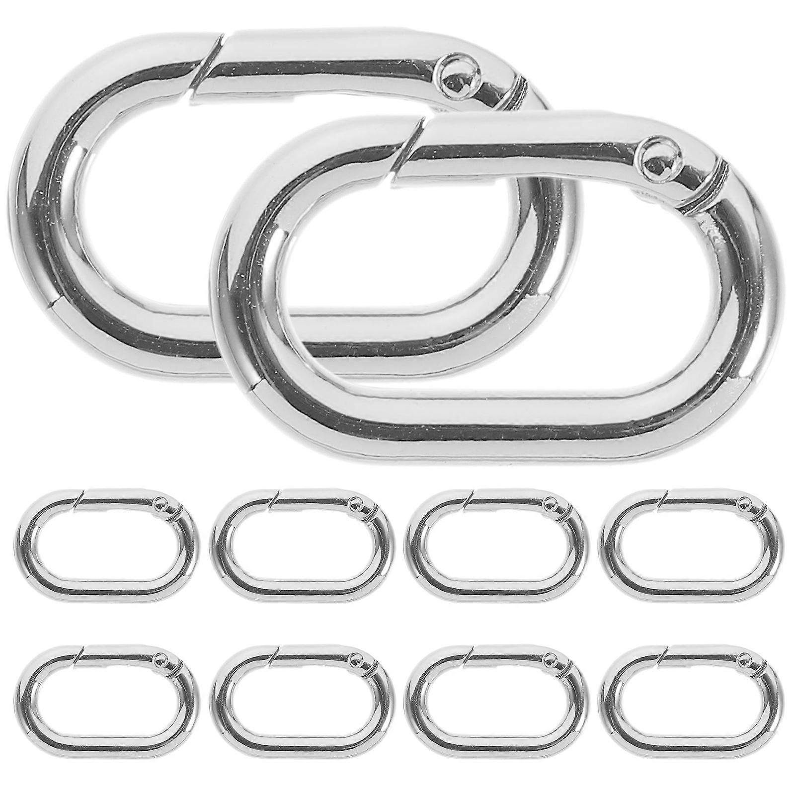 10Pcs Oval Spring Clasps Heavy Duty Metal Spring Clasp Connector Carabiner Keychain Buckle