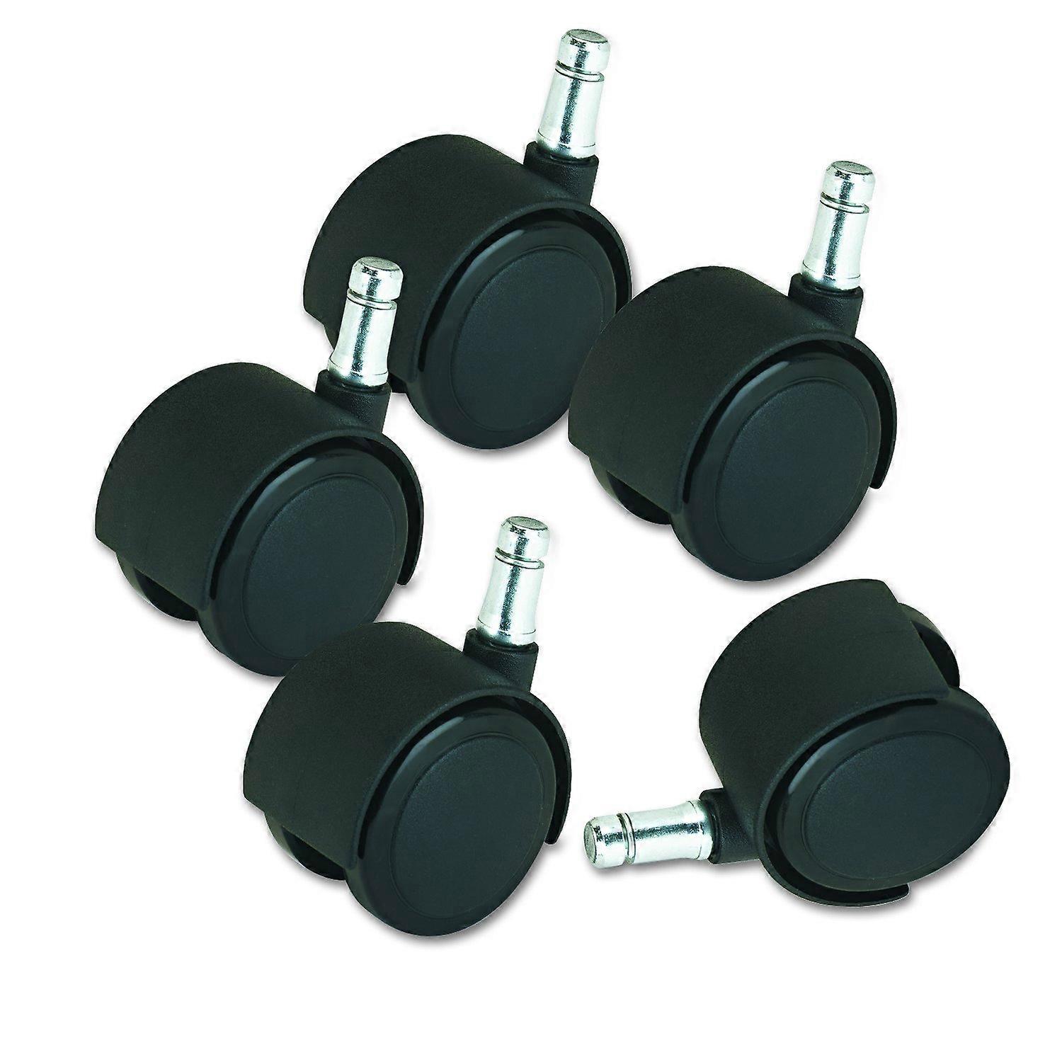 Deluxe Duet Hooded Carpet Casters 7/16 x 7/8 In And 3/8 x 7/8 In Stems, 120 Lbs Per Caster, Matte Black Finish, 5-Set