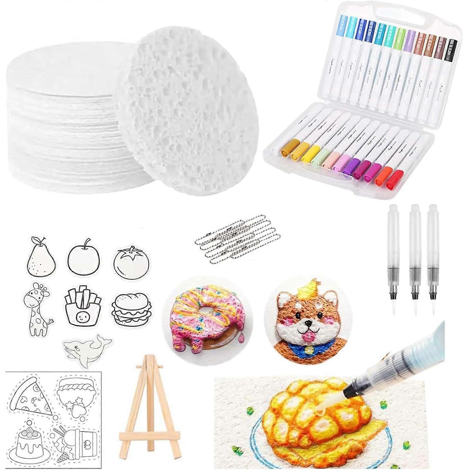 Magic 3D Foam Texture Painting Kit, Magic Puffy Paint, Great Summer Activity Idea, 10 Pcs Paper, 12 Colors Markers