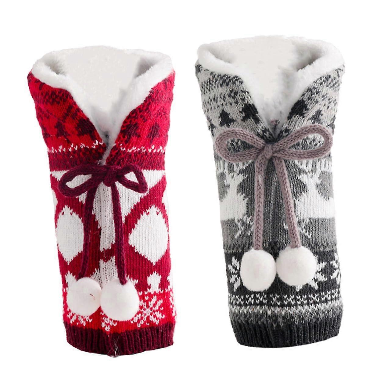 2 Stk Weinflaschenabdeckung Weihnachtsflaschenpullover Aus Strick für 0,75L Flaschen Weihnachtsdeko für Zu Hause