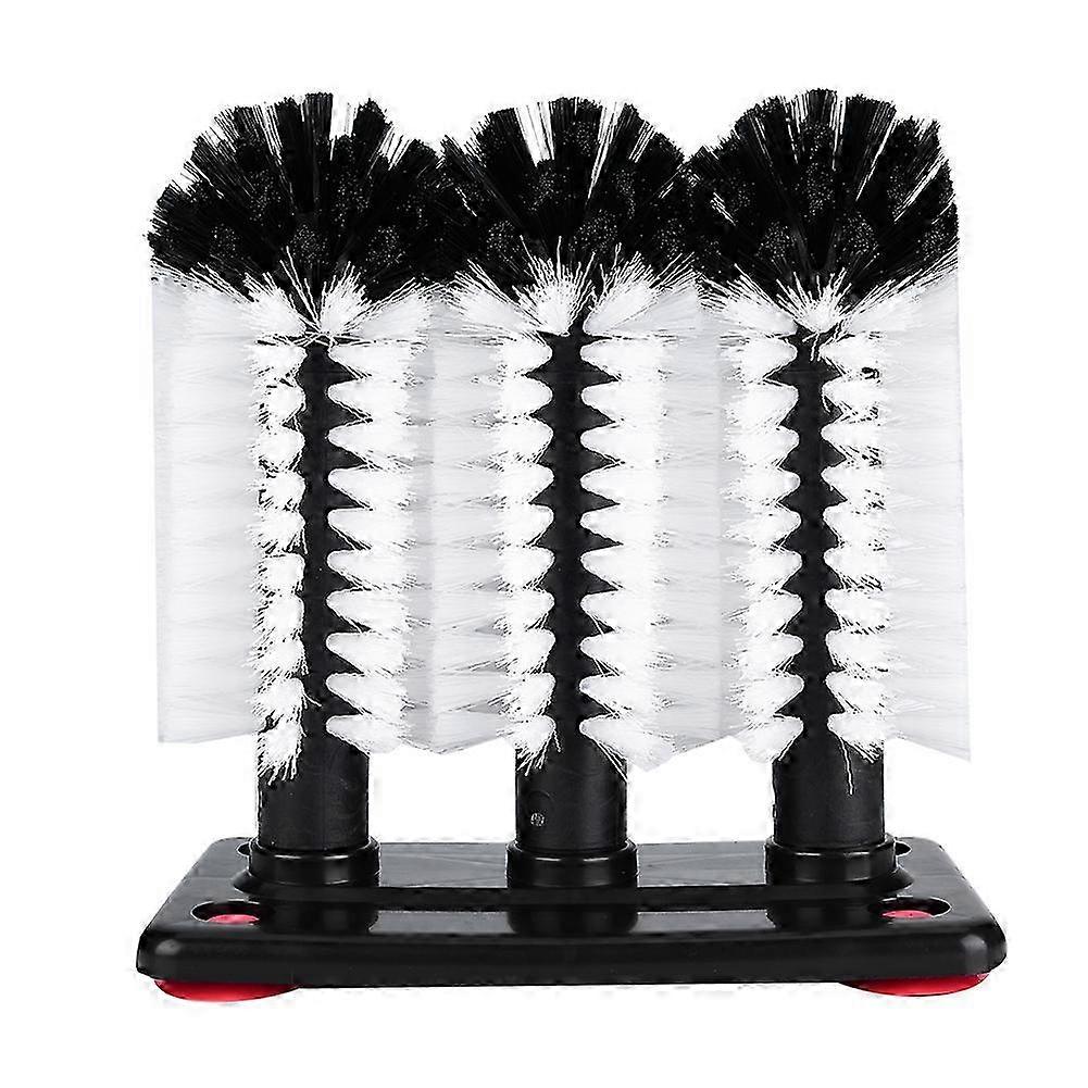 3 Brushes Glass Cup Washer with Suction Base for Sink