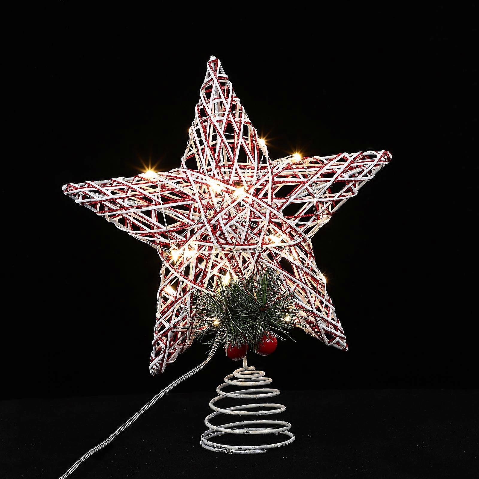 Tree Top Star Christmas Tree Decoration Lighting Five-Pointed Star Red 20CM 1Set