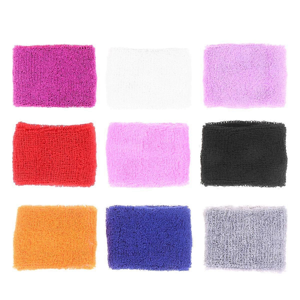 Sweat Absorbing Towel Wrist Guard Football Wristbands for Kids Simple Design Stretchy Band 9 Pair