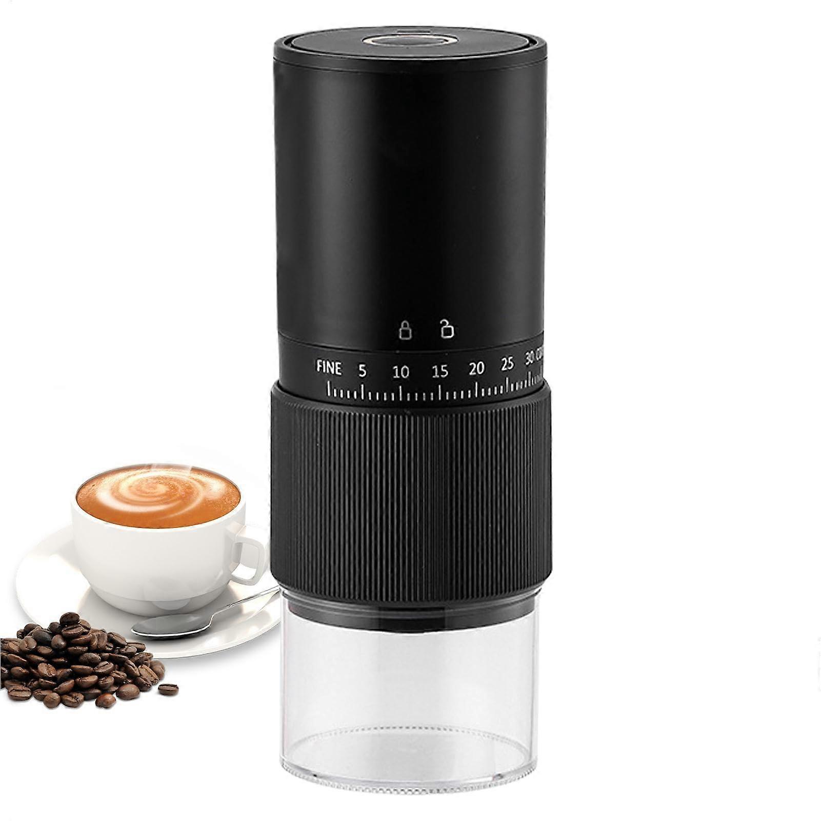 Coffee Grinder Adjustable Portable Refillable Black Kitchen Grinder with Noise Reduction and Fine Coarseness Settings
